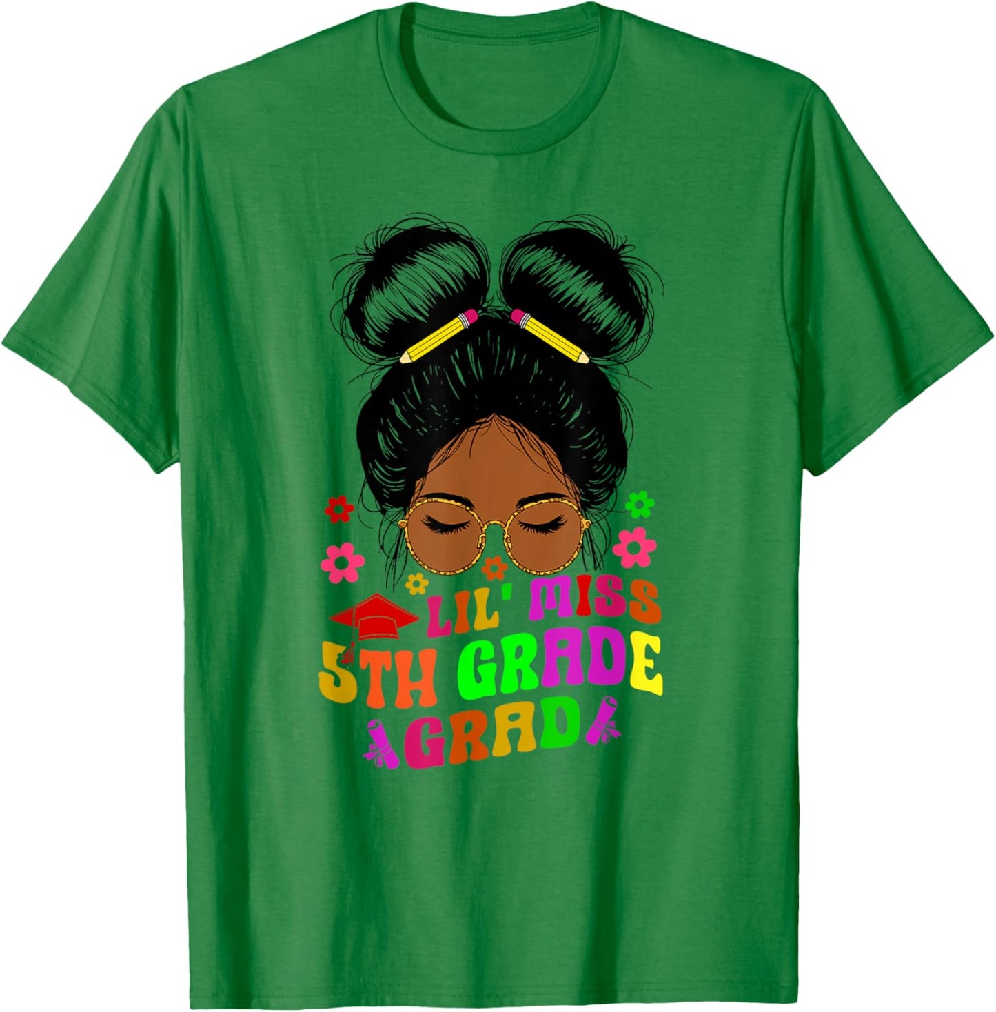 5th Grade Graduation Shirt Black Girls Little Miss 5th Grade T-Shirt - T-Shirt | Irish Green