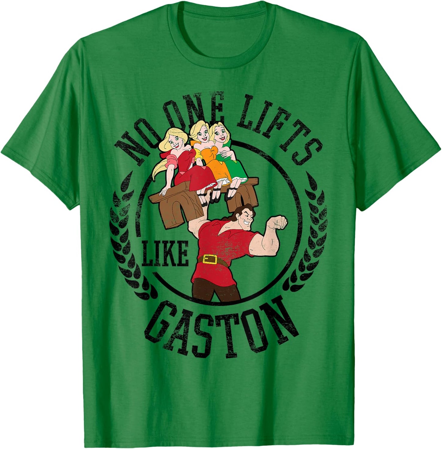 Disney Beauty and the Beast No One Lifts Like Gaston Badge T-Shirt - T-Shirt | Irish Green