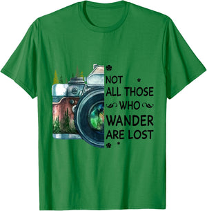 Not All Those Who Wander Are Lost Camera T-Shirt - T-Shirt | Irish Green