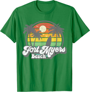 Vintage Fort Myers Beach Florida Surfing Retro 70s Surf Gift T-Shirt - T-Shirt | Irish Green