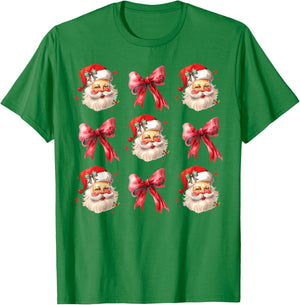Retro Coquette Santa Red Bows Christmas Girl T-Shirt - T-Shirt | Irish Green