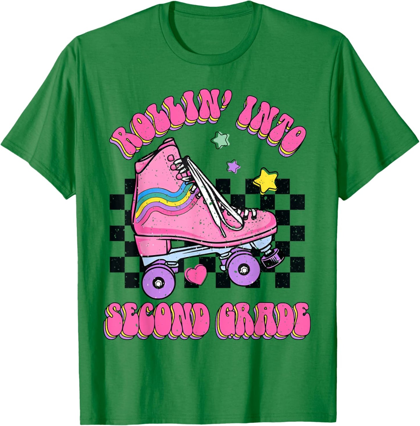 Rollin Into Second Grade Skating Back To School Kids Girls T-Shirt - T-Shirt | Irish Green