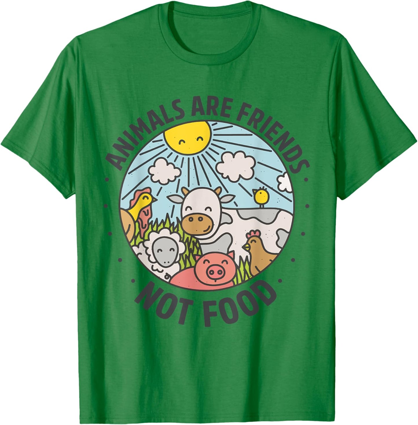 Animals Are Friends Not Food Animal Lover Funny Vegetarian T-Shirt - T-Shirt | Irish Green
