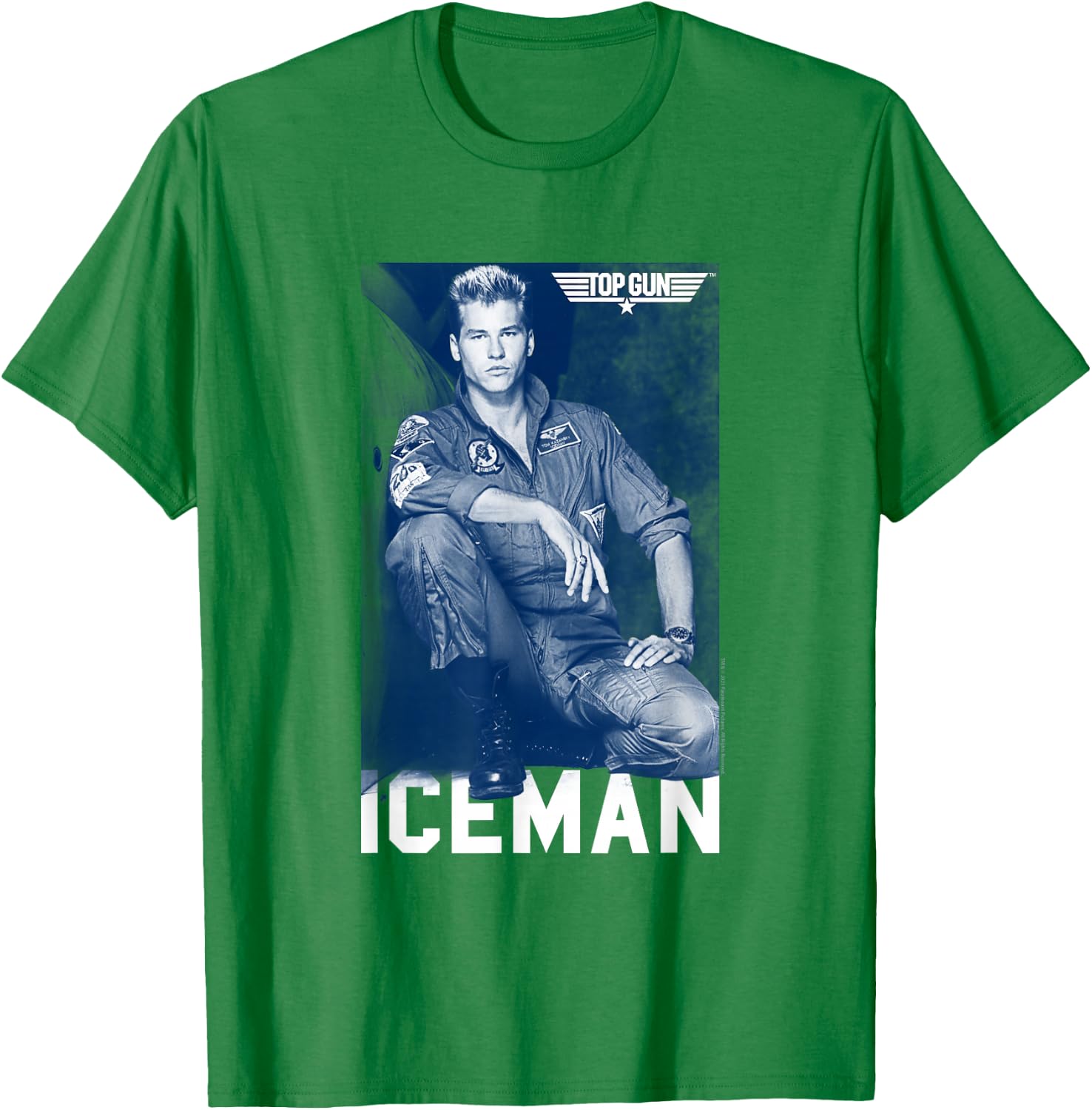 Top Gun Iceman Photograph Blue Tone Action Movie T-Shirt - T-Shirt | Irish Green