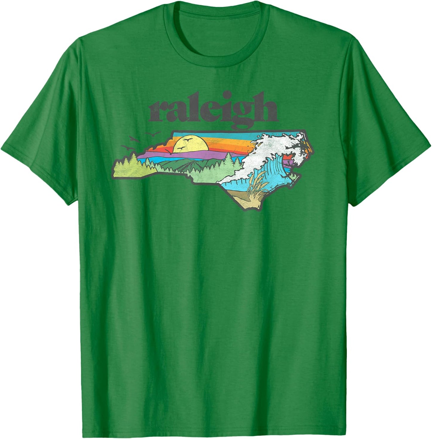 Raleigh North Carolina Outdoors Retro Nature T-Shirt - T-Shirt | Irish Green