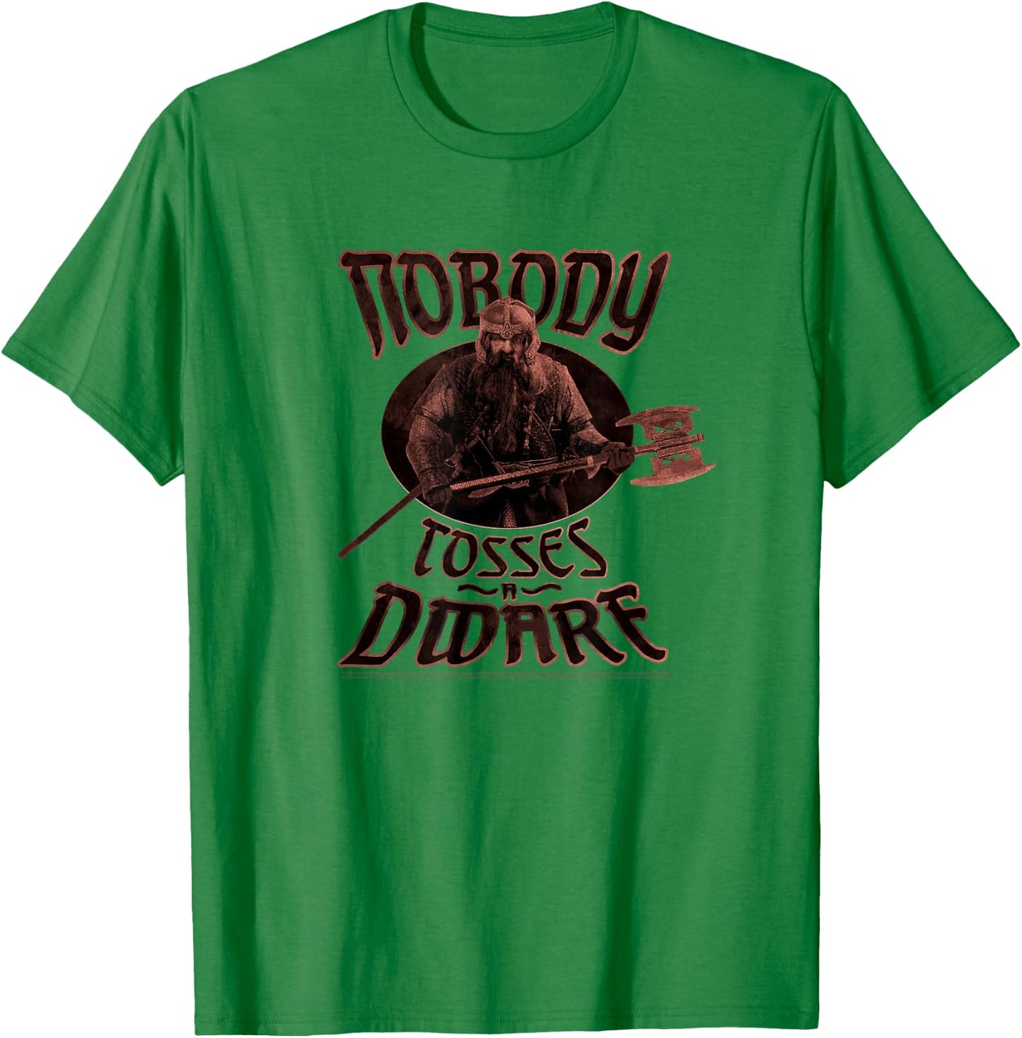 Lord of The Rings Gimli Nobody Tosses A Dwarf Portrait T-Shirt - T-Shirt | Irish Green