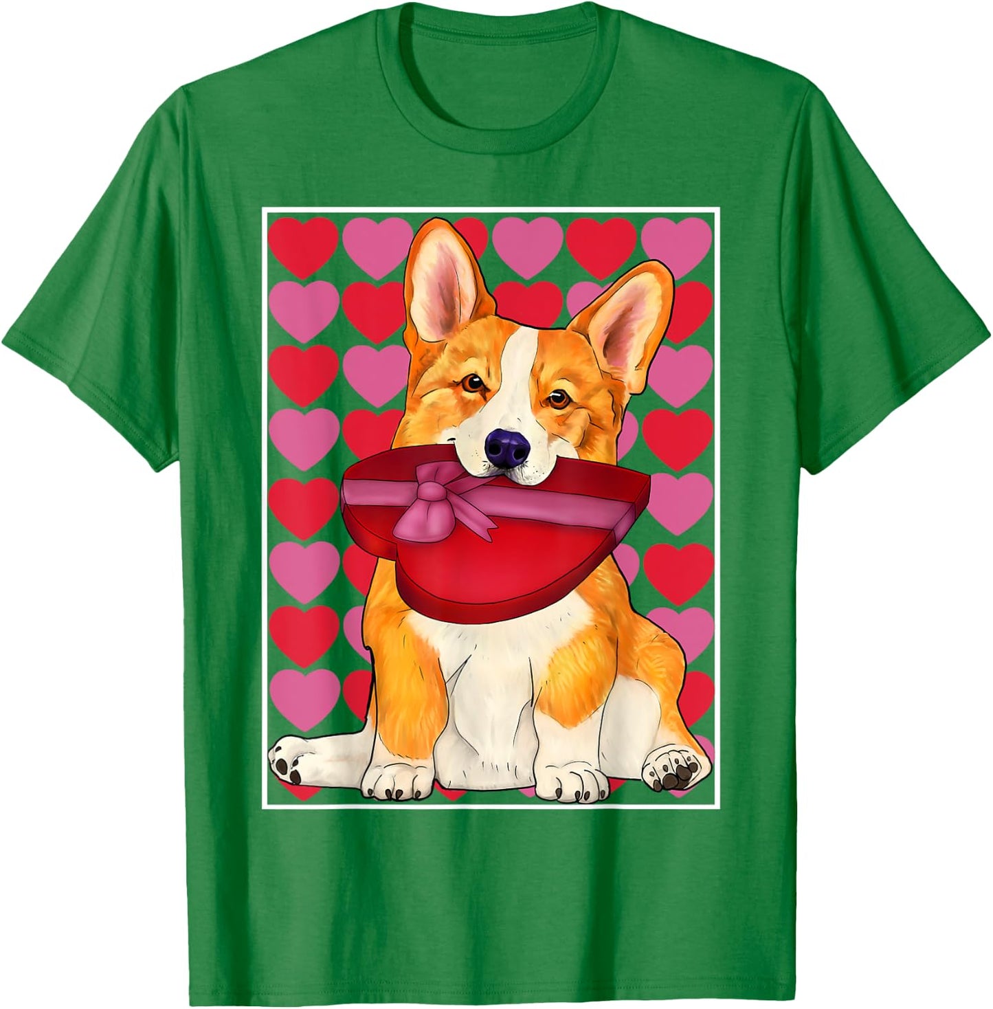 Valentine's day - Corgi with a red heart box T-Shirt - T-Shirt | Irish Green