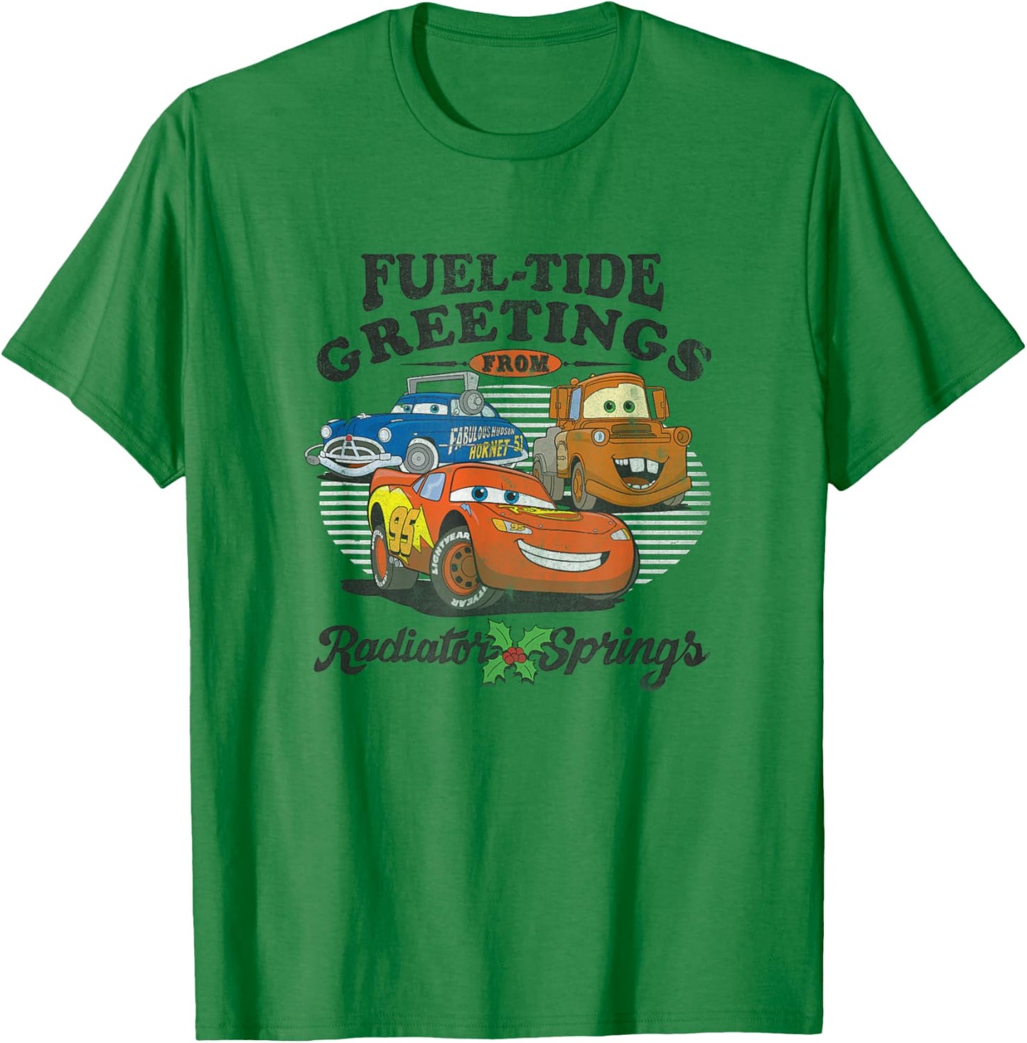Disney Pixar Cars Christmas Fuel-Tide Greetings Vintage T-Shirt - T-Shirt | Irish Green