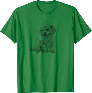 Girls Ink Art Illustration Cute Toy Poodle Lover T-Shirt - T-Shirt | Irish Green