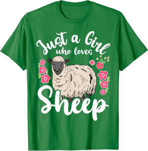 Sheep Just a Girl Who Loves Sheep T-Shirt - T-Shirt | Irish Green
