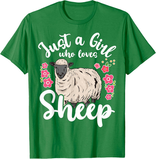 Sheep Just a Girl Who Loves Sheep T-Shirt - T-Shirt | Irish Green