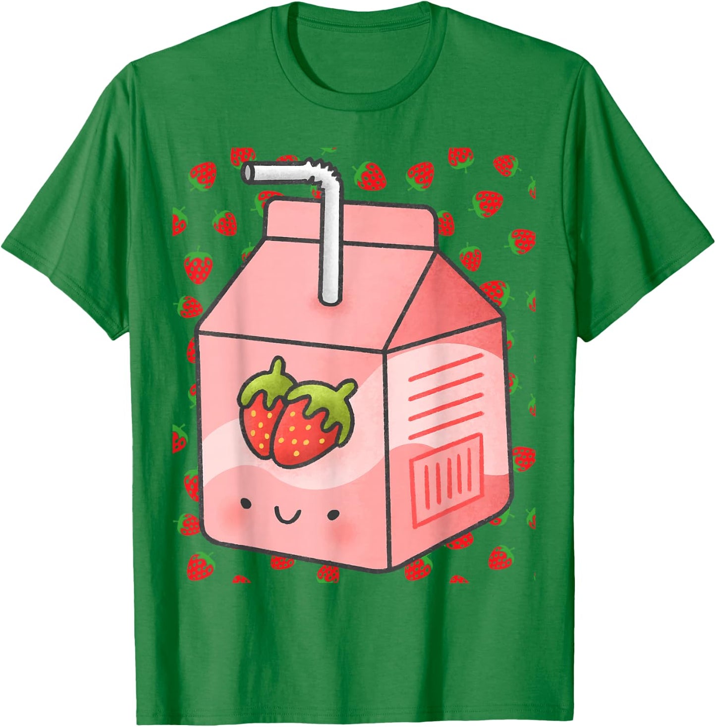 Japanese Pink Strawberry Milk Kawaii 90s Retro T-Shirt - T-Shirt | Irish Green