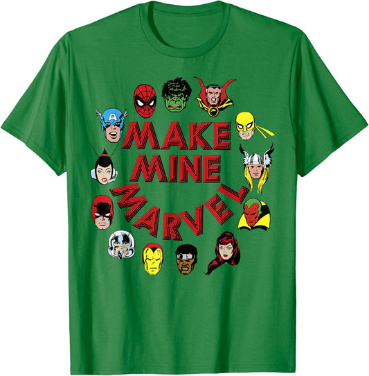 Marvel Make Mine Marvel Circle Of Heroes T-Shirt - T-Shirt | Irish Green