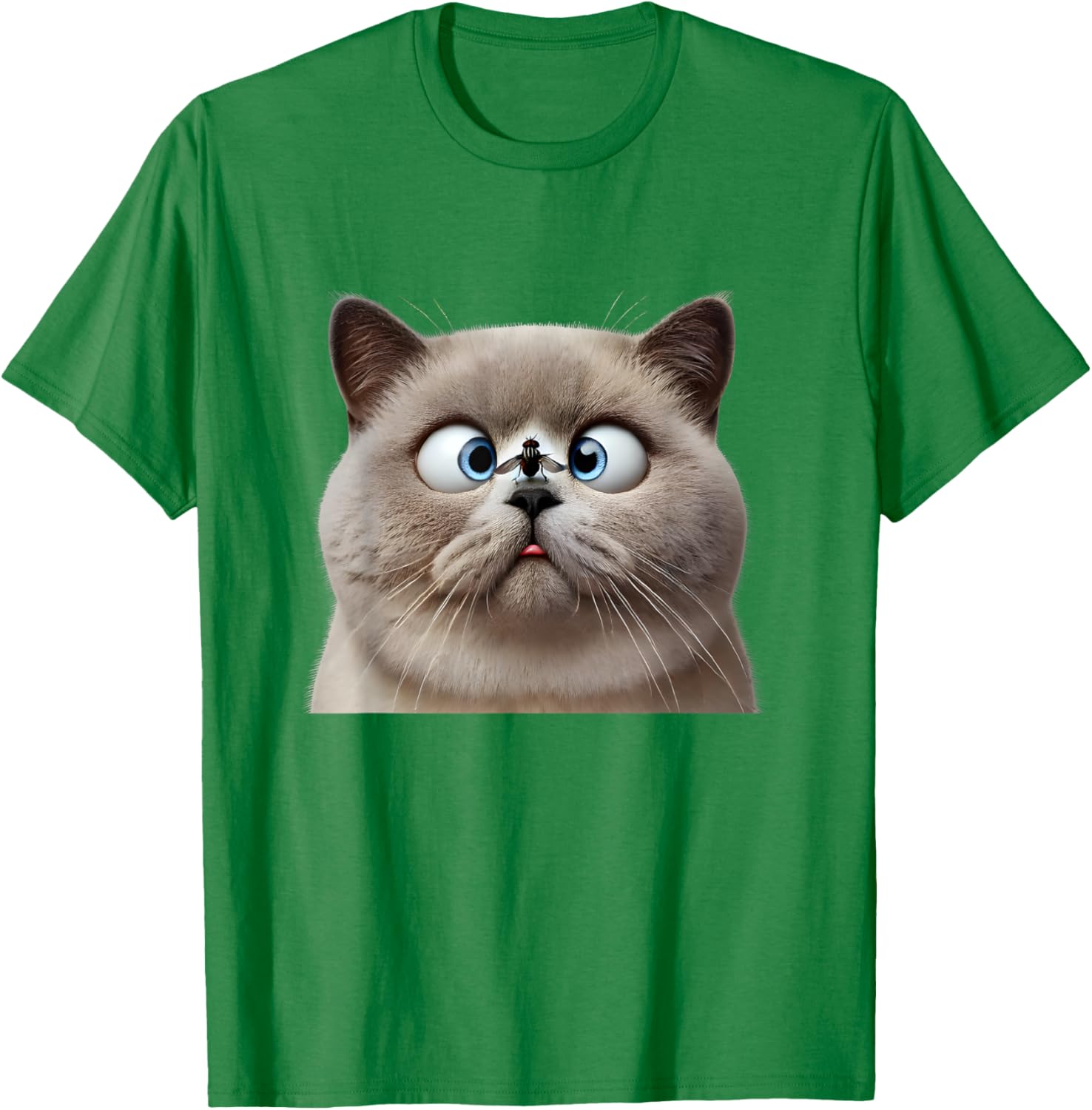 Funny Cross Eyed British Shorthair Cat Women Kids T-Shirt - T-Shirt | Irish Green