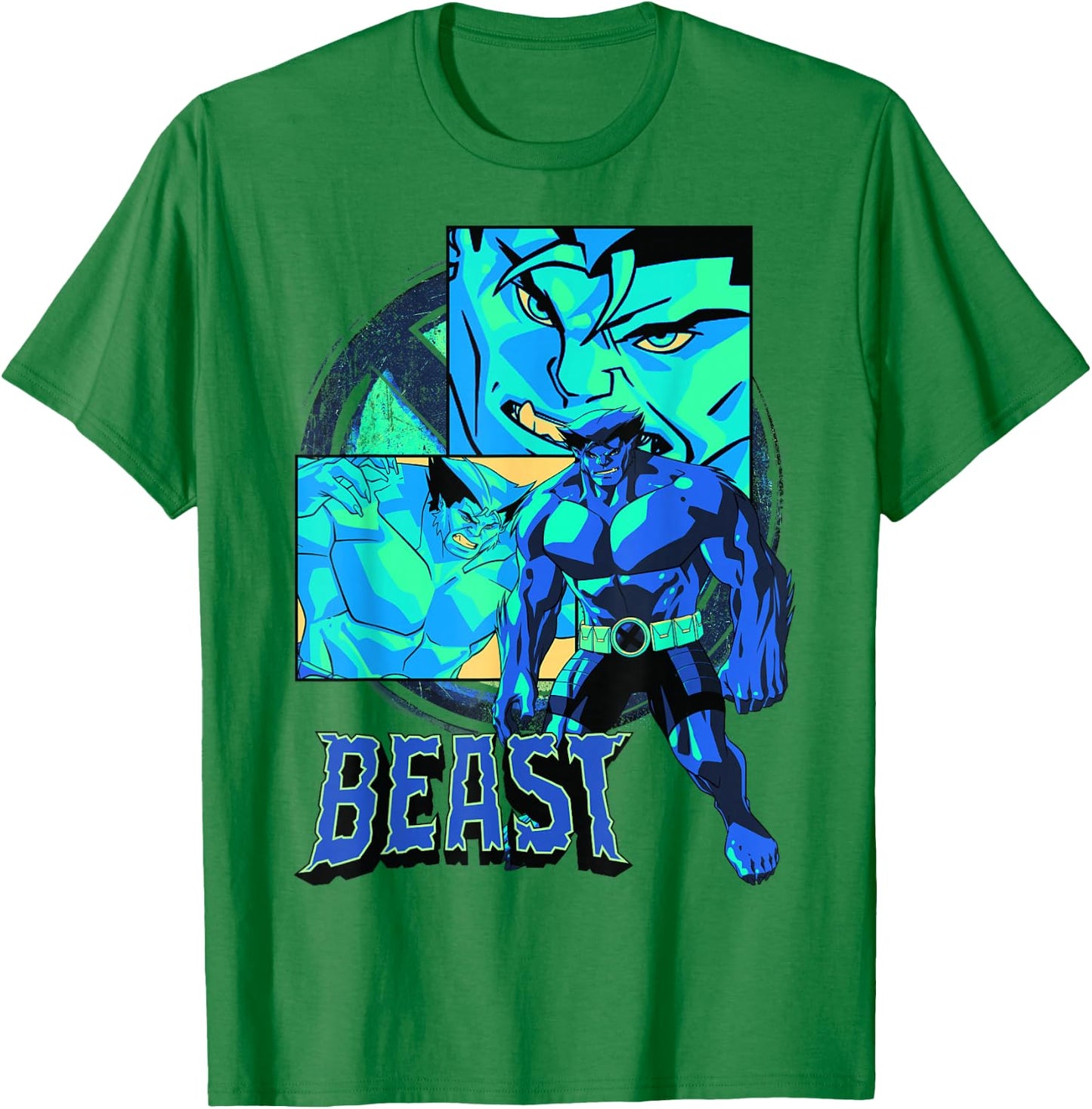 Marvel X-Men Beast Collage Panel Logo T-Shirt - T-Shirt | Irish Green