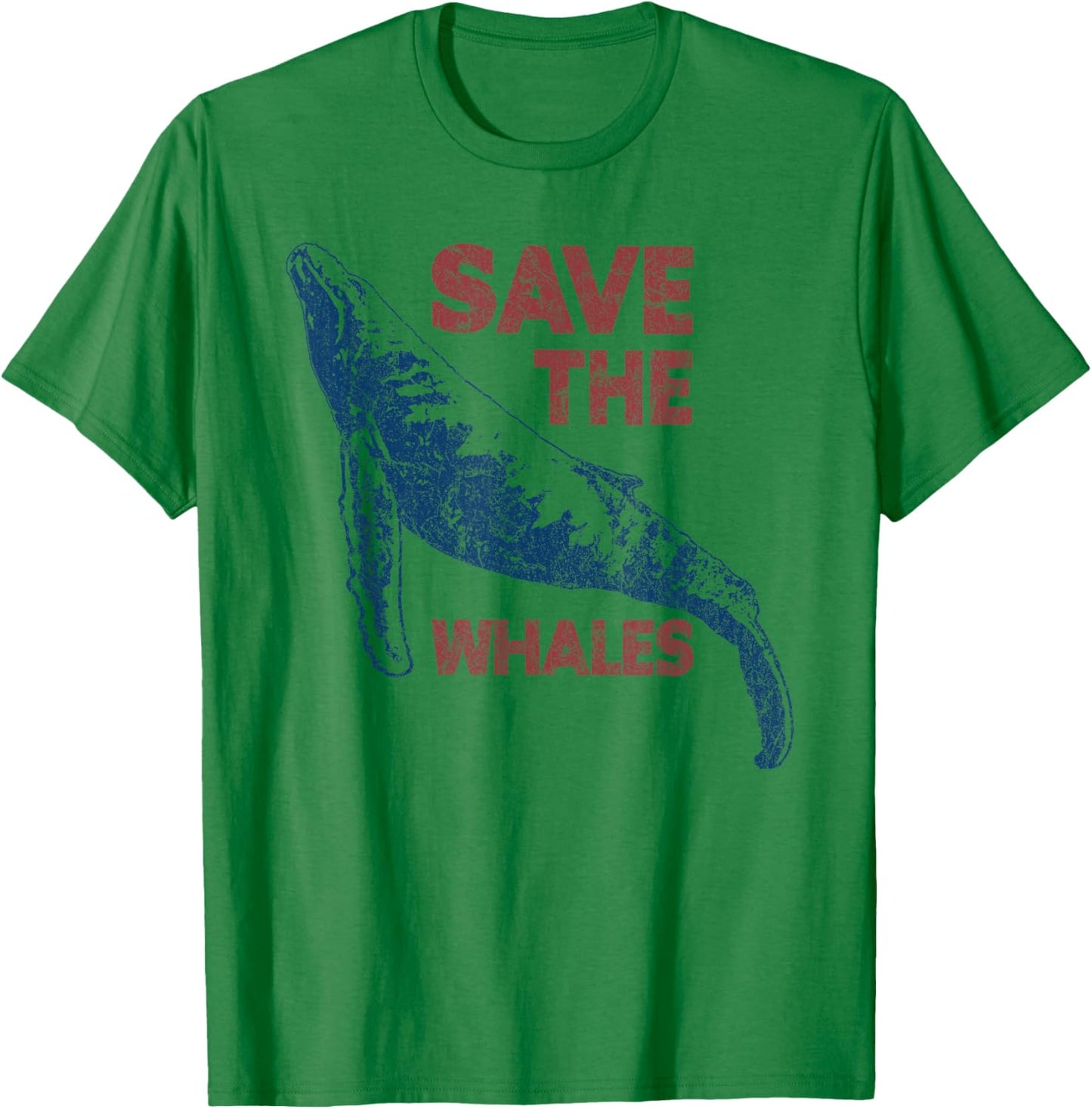 Save the Whales Retro 80s Vintage T-Shirt - T-Shirt | Irish Green