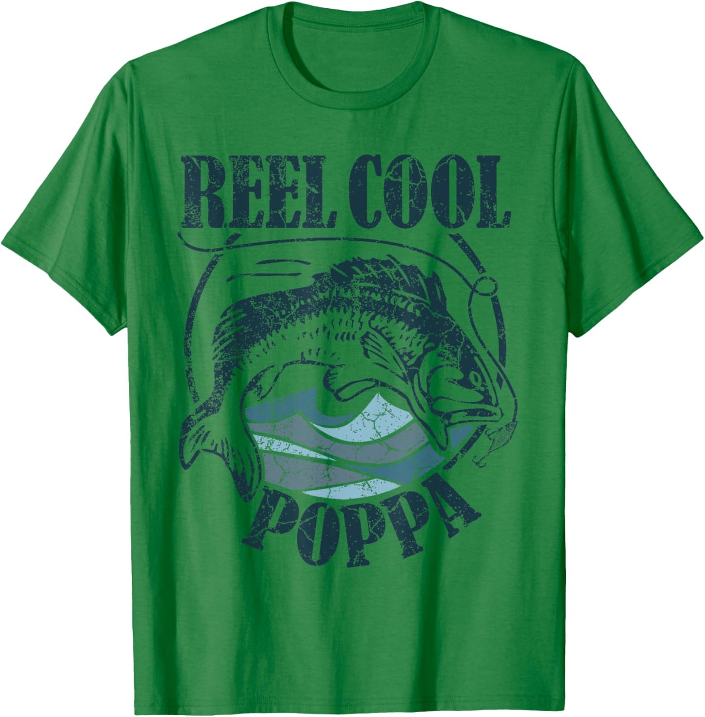 Reel Cool Poppa Fishing Grandpa Father's Day Fisherman T-Shirt - T-Shirt | Irish Green
