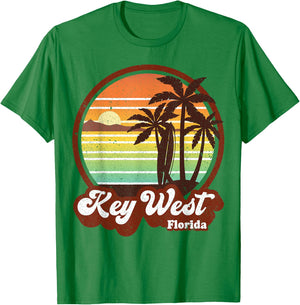 Key West Souvenirs Florida Vintage Surf Surfing Retro 70s T-Shirt - T-Shirt | Irish Green