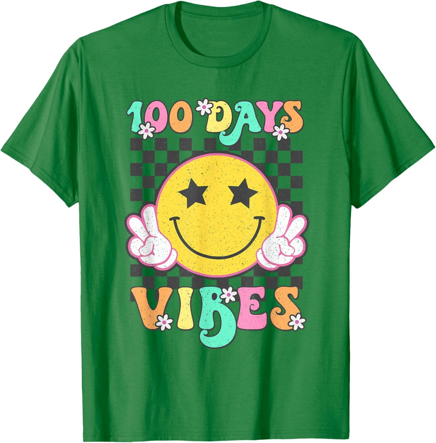Cute 100 Days Vibes Smile Face 100 Days Of School Teens Girl T-Shirt - T-Shirt | Irish Green