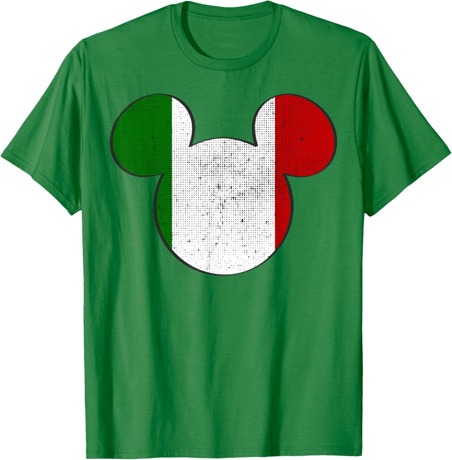 Disney Mickey Mouse Logo Italy Flag Fill T-Shirt - T-Shirt | Irish Green