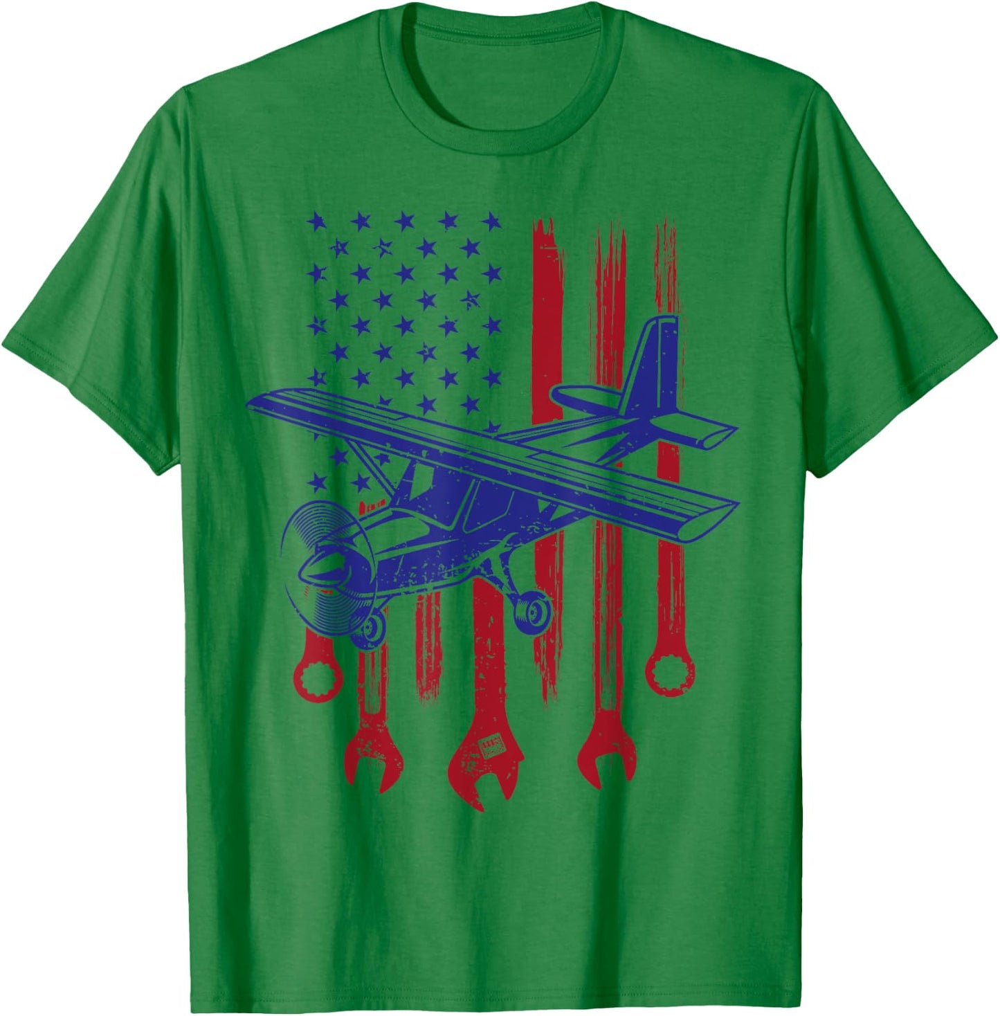 Aircraft Mechanic American Flag Airplane Vintage Gifts Men T-Shirt - T-Shirt | Irish Green