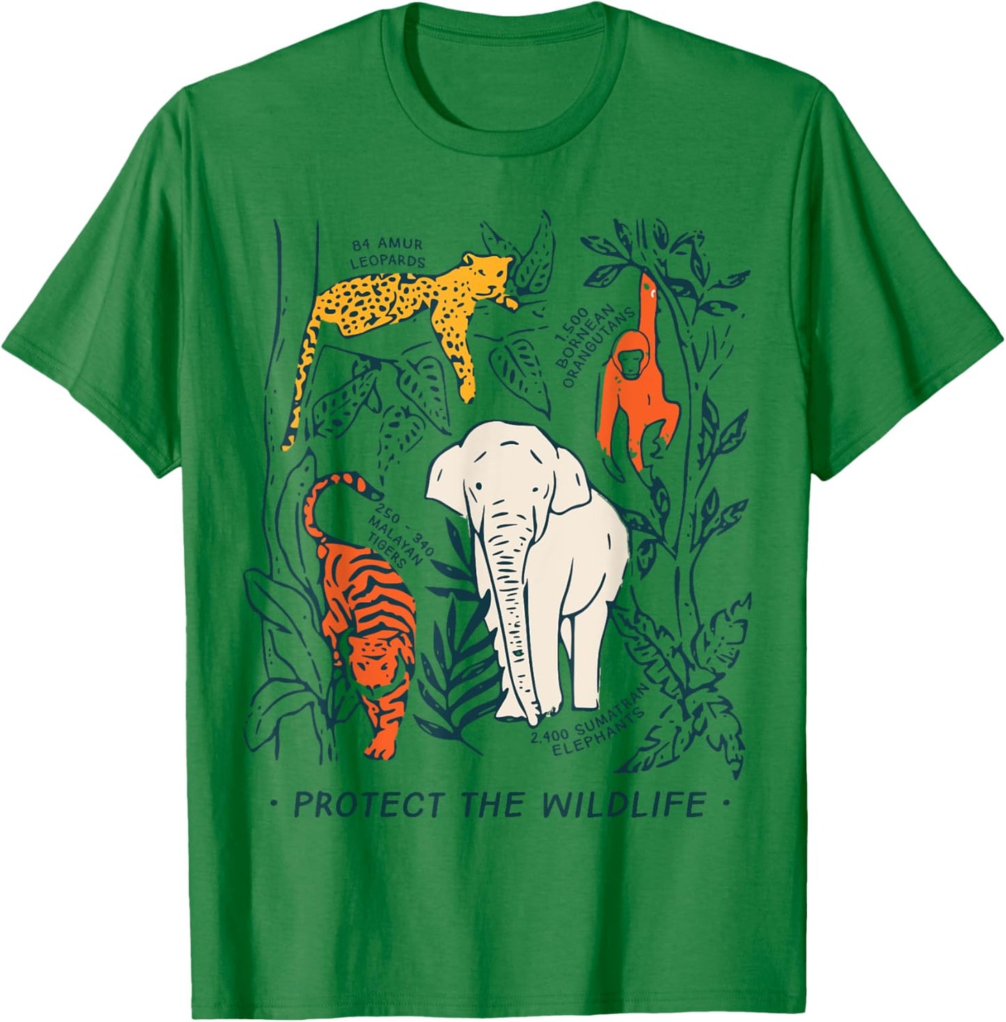 Protect The Wildlife Rescue Botanical Chart Endangered T-Shirt - T-Shirt | Irish Green