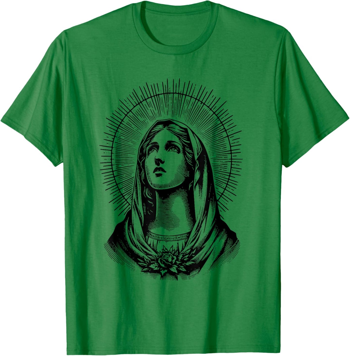 Tattoo Style Virgin Mary T-Shirt - T-Shirt | Irish Green
