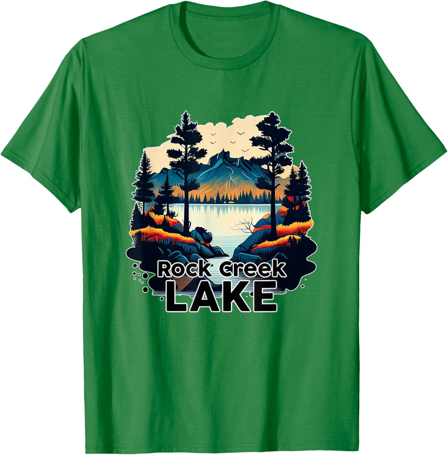Rock Creek Lake Retro Minimalist Lake Rock Creek T-Shirt - T-Shirt | Irish Green