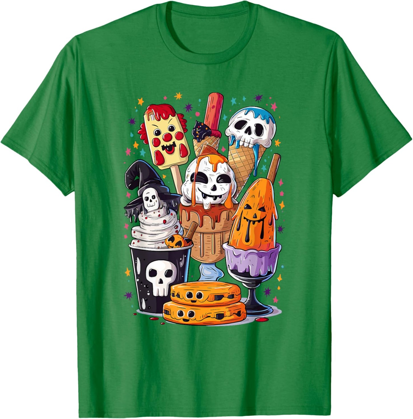 Scary Ice Cream Halloween Popsicle Ghoul Summer Halloween T-Shirt - T-Shirt | Irish Green