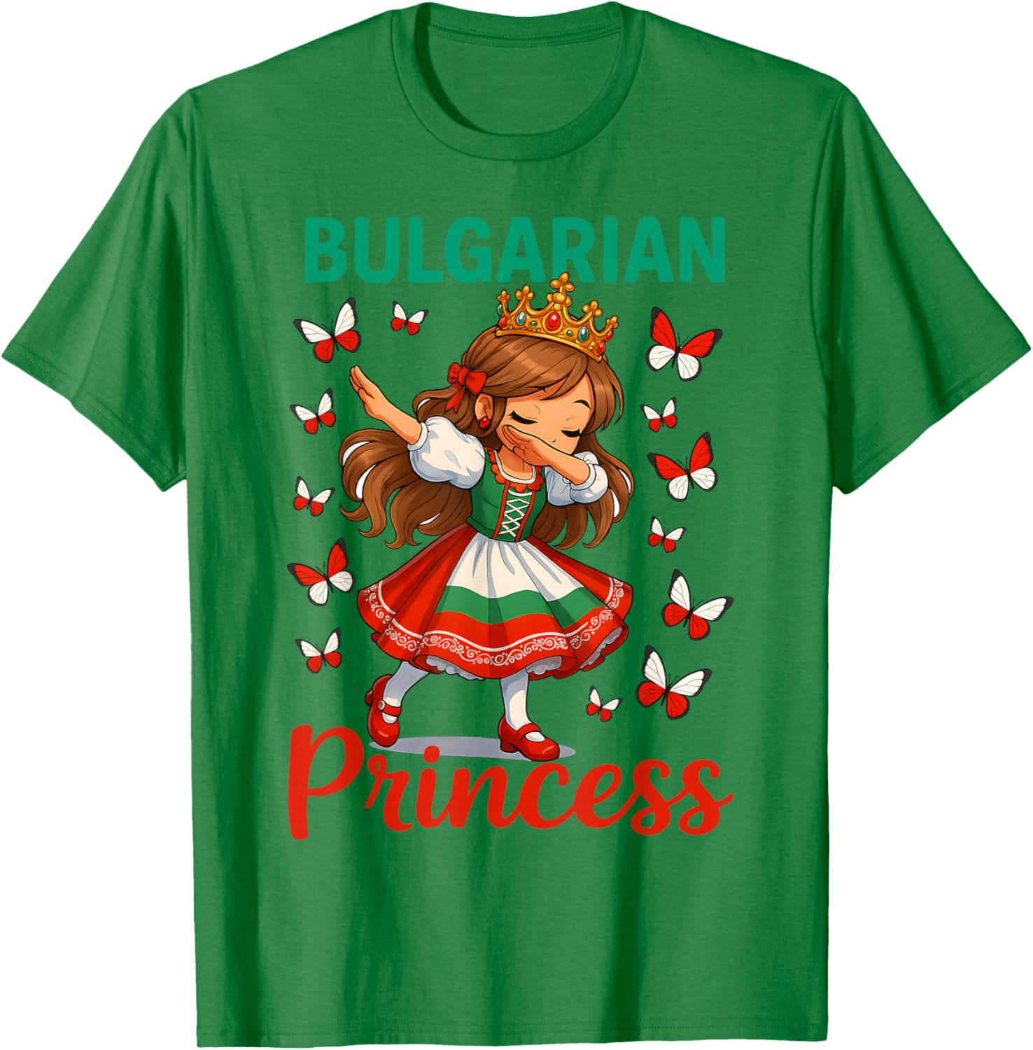 Bulgarische Prinzessin Dabbing Girl Cute Bulgaria Pride für Kinder T-Shirt - T-Shirt | Irish Green