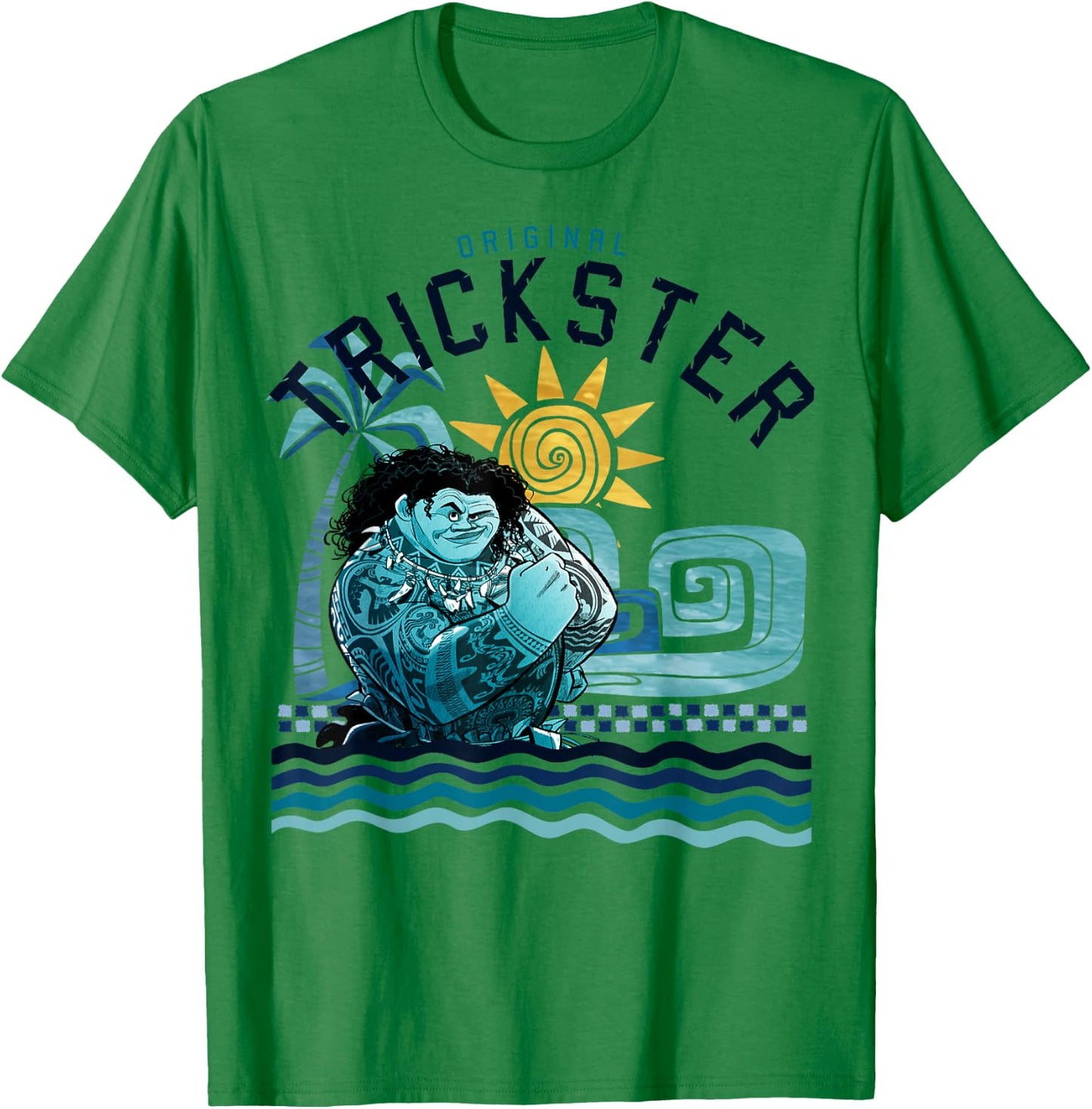 Disney Moana Maui Original Trickster Blue Gradient Portrait Small T-Shirt - T-Shirt | Irish Green