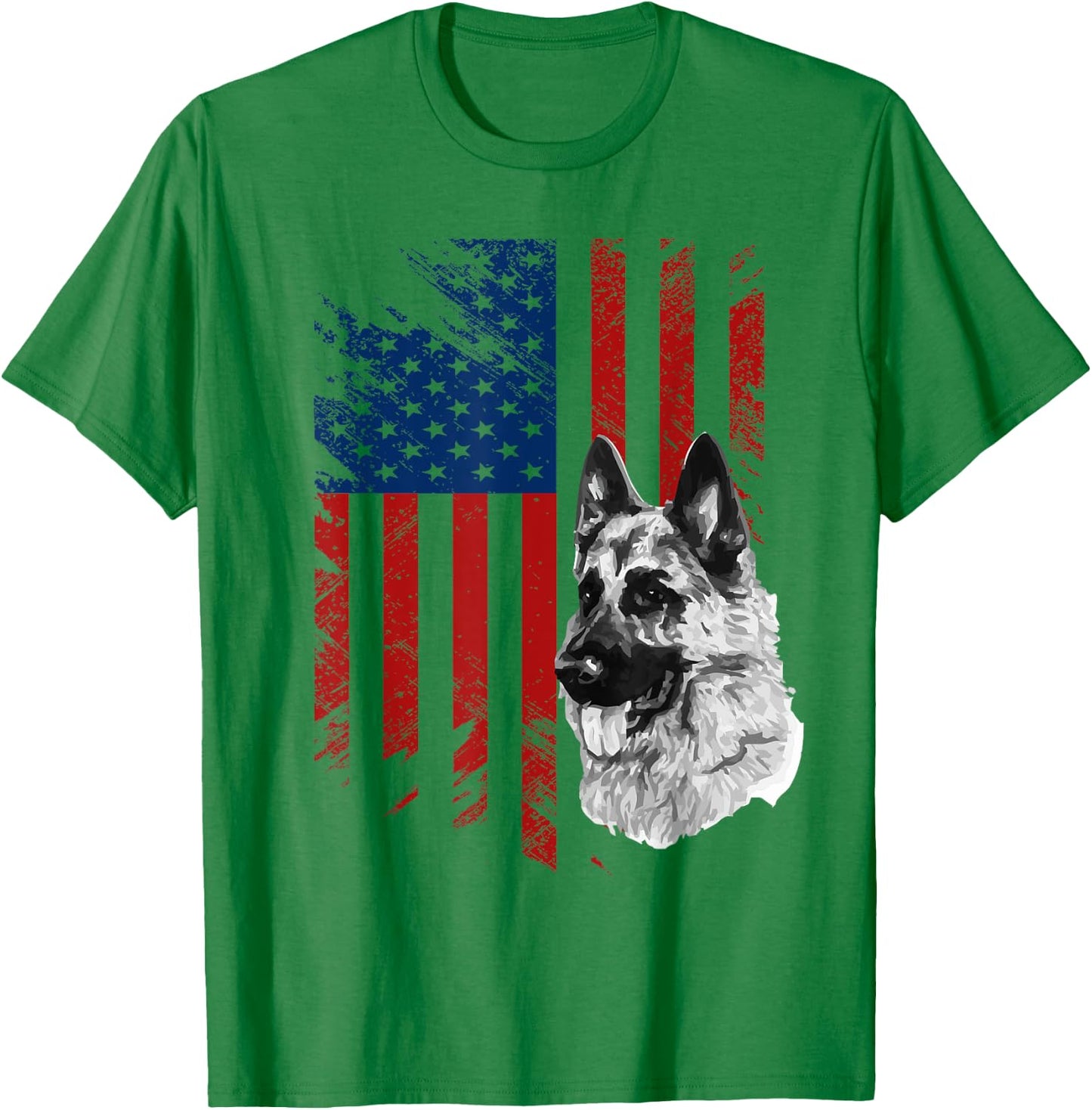 Patriotic German Shepherd USA American Flag Dog Pet T-Shirt - T-Shirt | Irish Green