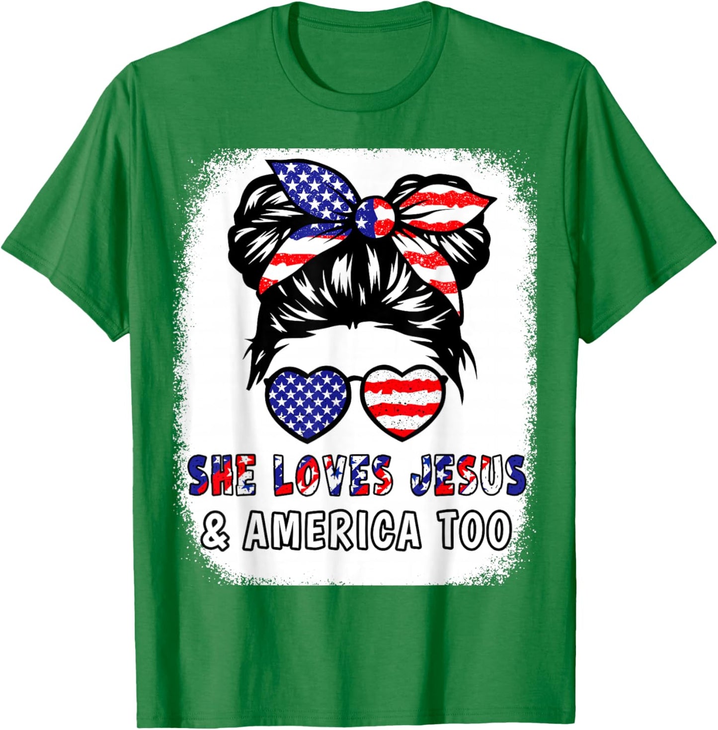 Girl Love Jesus America Cute 4th July Patriotic Teen Toddler T-Shirt - T-Shirt | Irish Green
