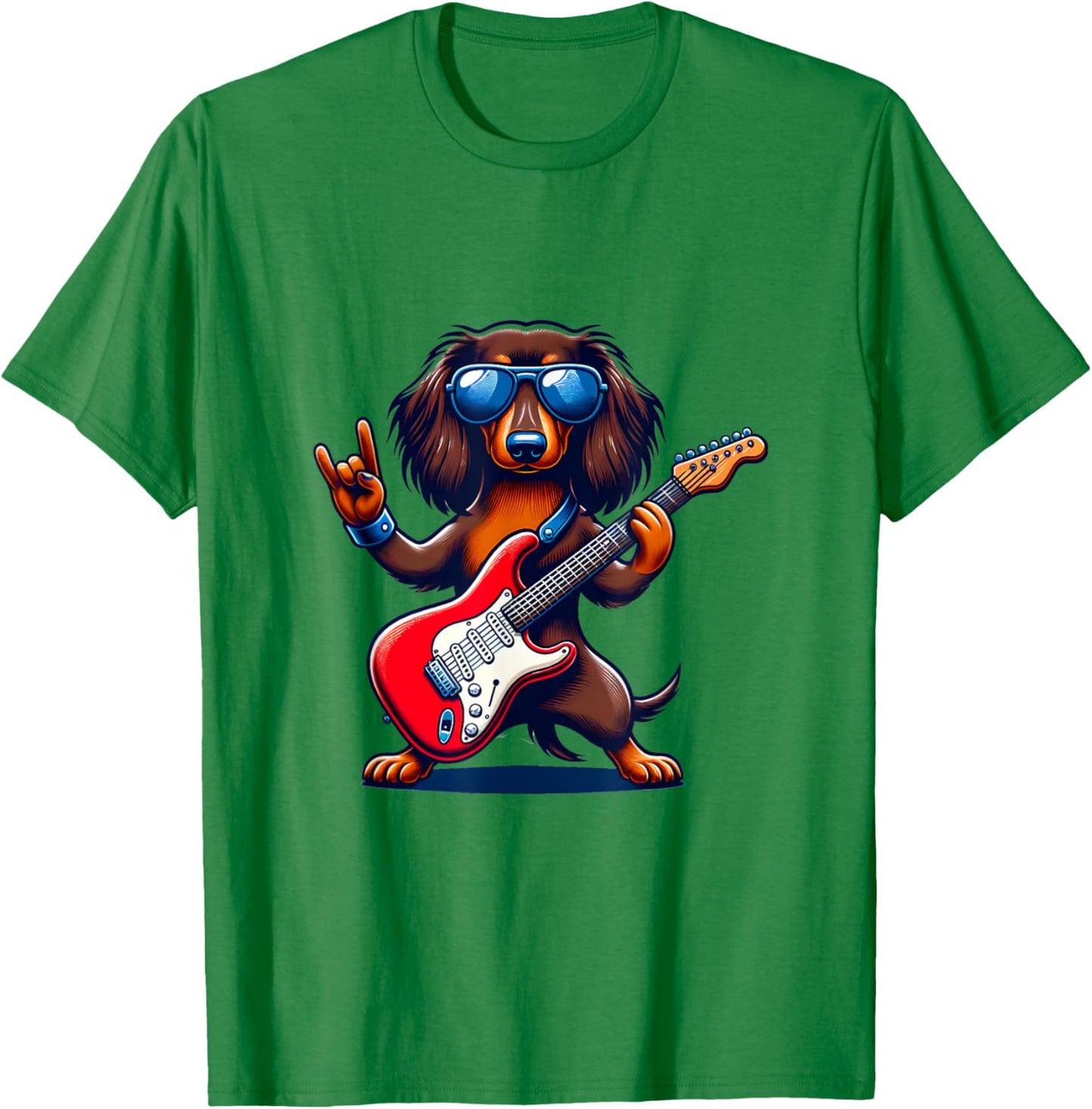 Dachshund Playing Guitar Dog Lover Guitarist Men T-Shirt - T-Shirt | Irish Green