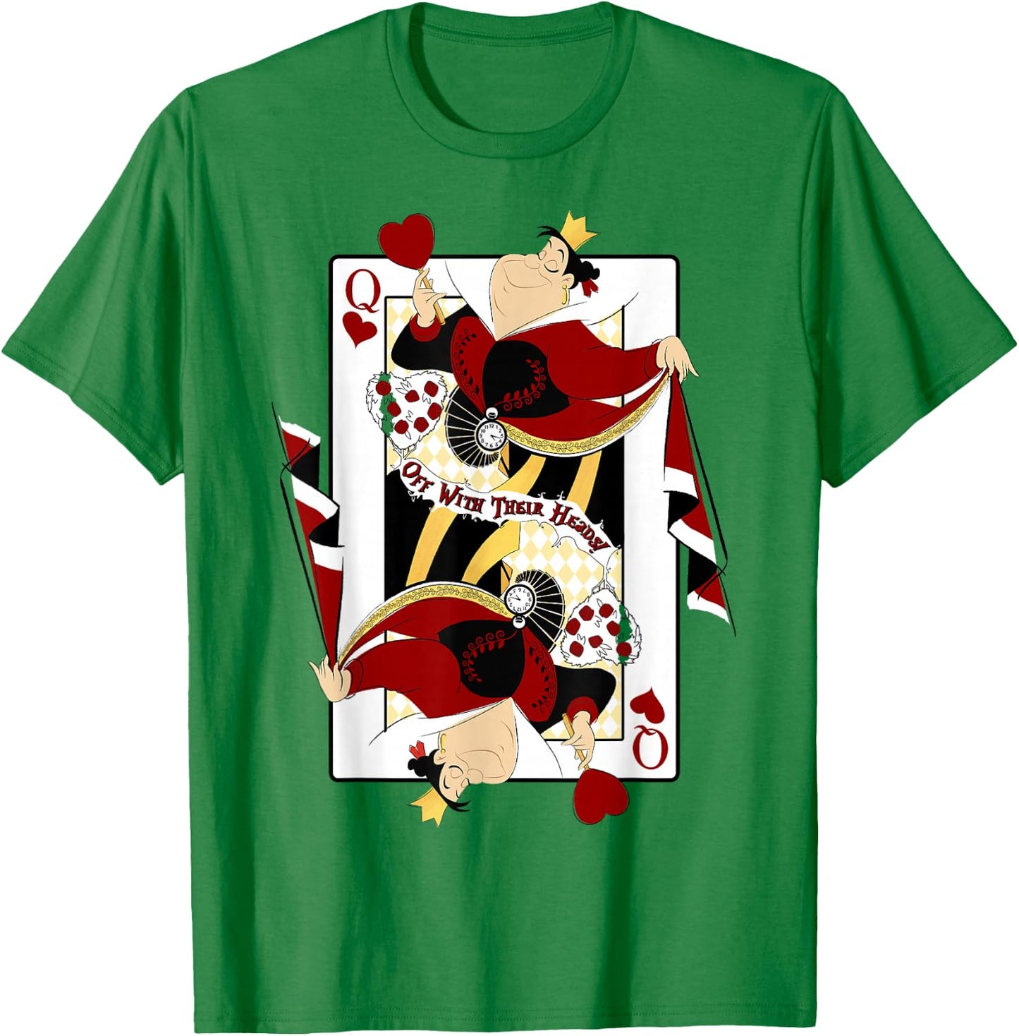 Disney Alice in Wonderland Queen of Hearts Playing Card Small T-Shirt - T-Shirt | Irish Green