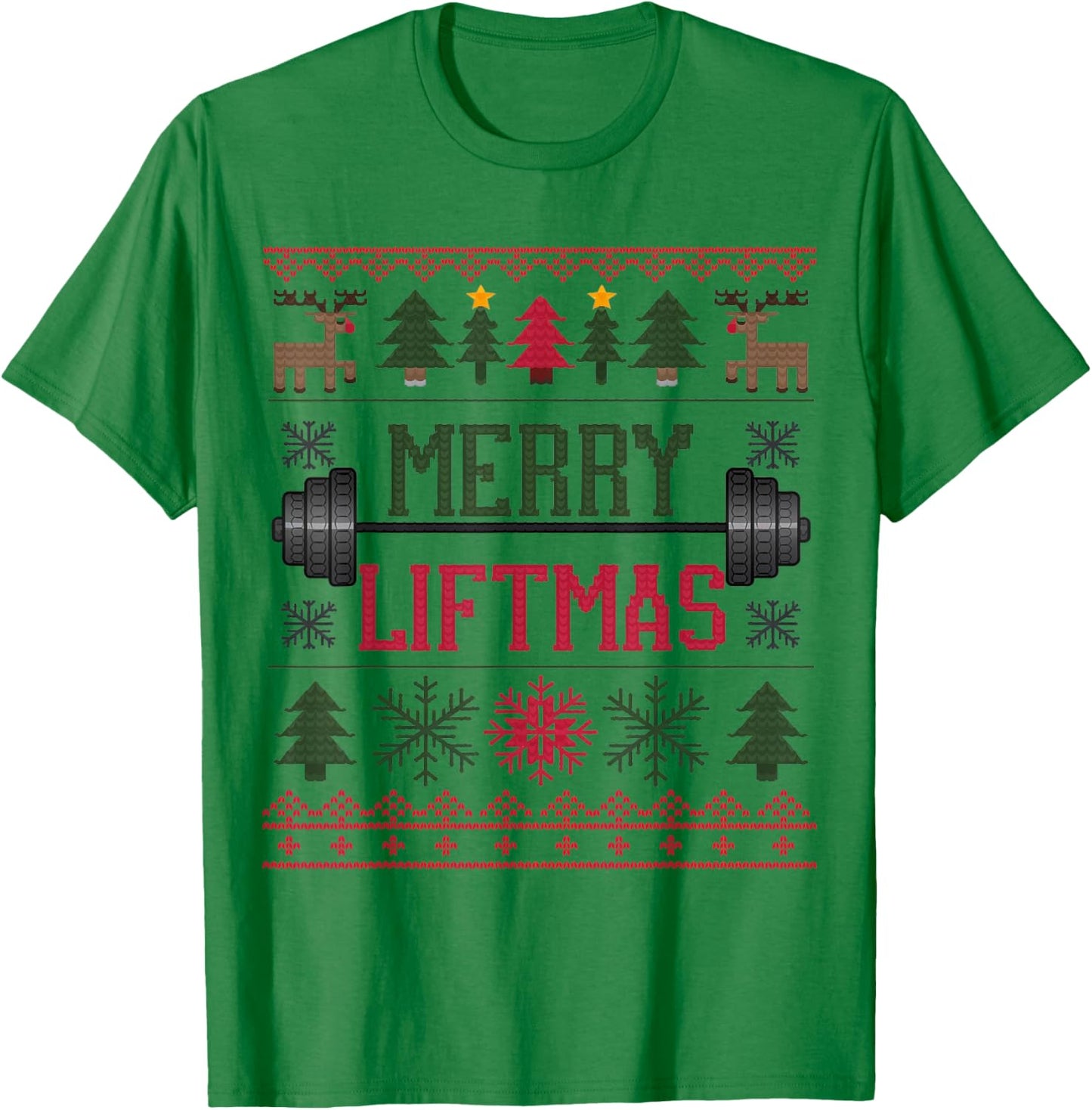Merry Liftmas Weightlifter Fitness T-Shirt - T-Shirt | Irish Green
