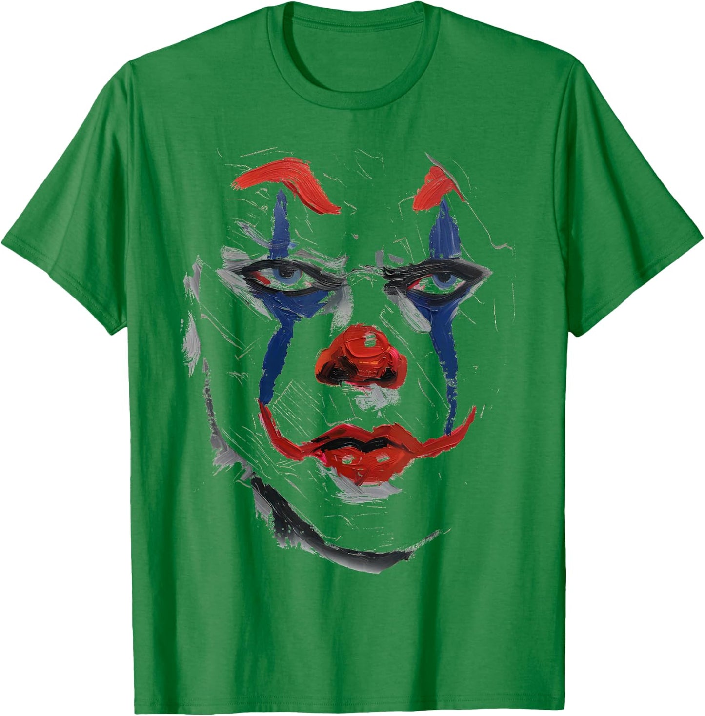 Intense Scary Painted Clown Face Red Blue Halloween T-Shirt - T-Shirt | Irish Green