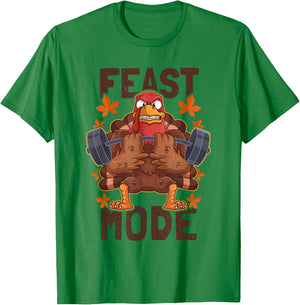 Feast Mode Weightlifting Turkey Day Thanksgiving Christmas T-Shirt - T-Shirt | Irish Green