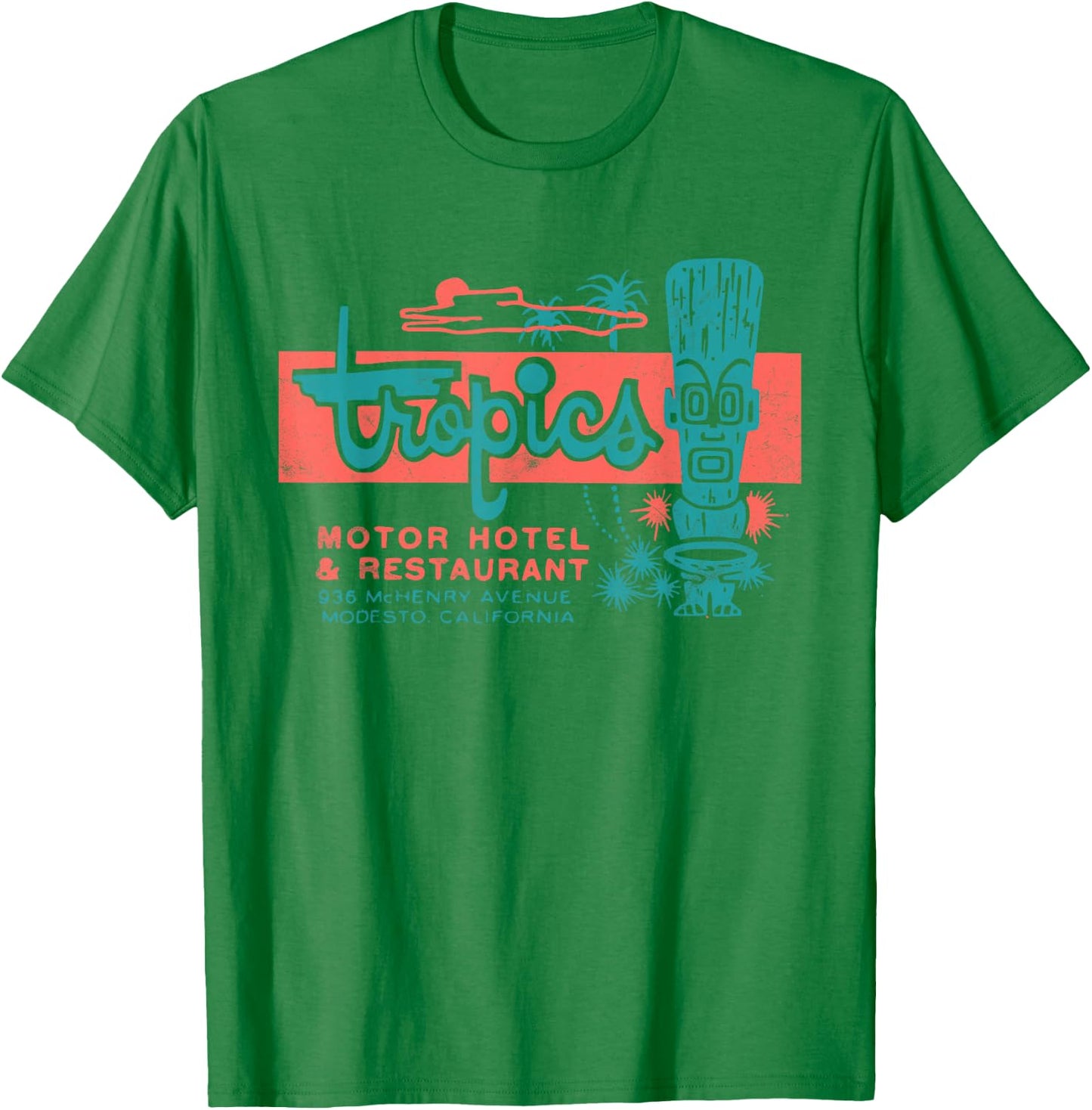 Tropics Motor Hotel/Hawaiian Style/Tiki Bar / 50s Style T-Shirt - T-Shirt | Irish Green
