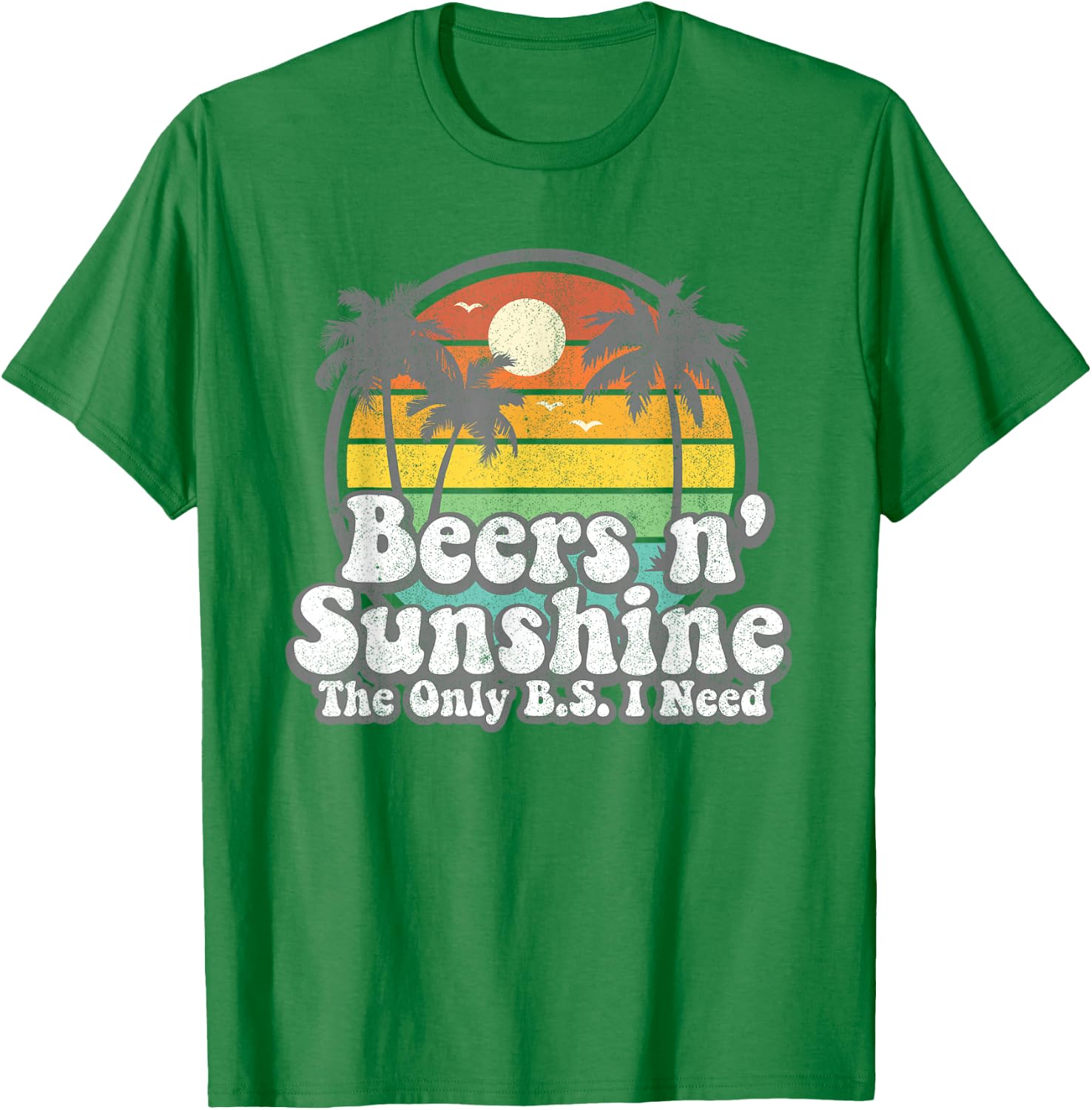 The Only BS I Need is Beers and Sunshine Retro Beach Gift Small T-Shirt - T-Shirt | Irish Green