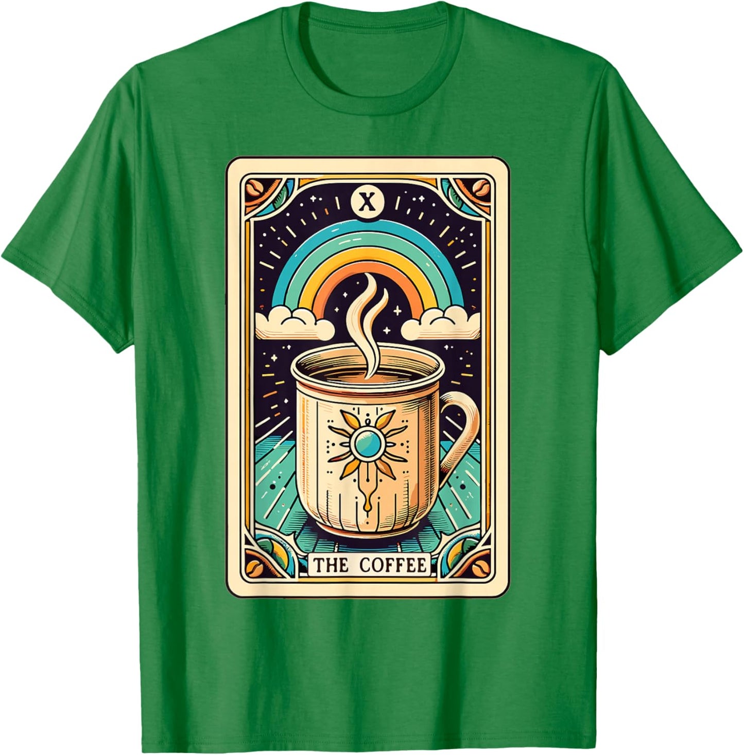The Coffee Tarot Card Coffee Lover Funny Coffee T-Shirt - T-Shirt | Irish Green