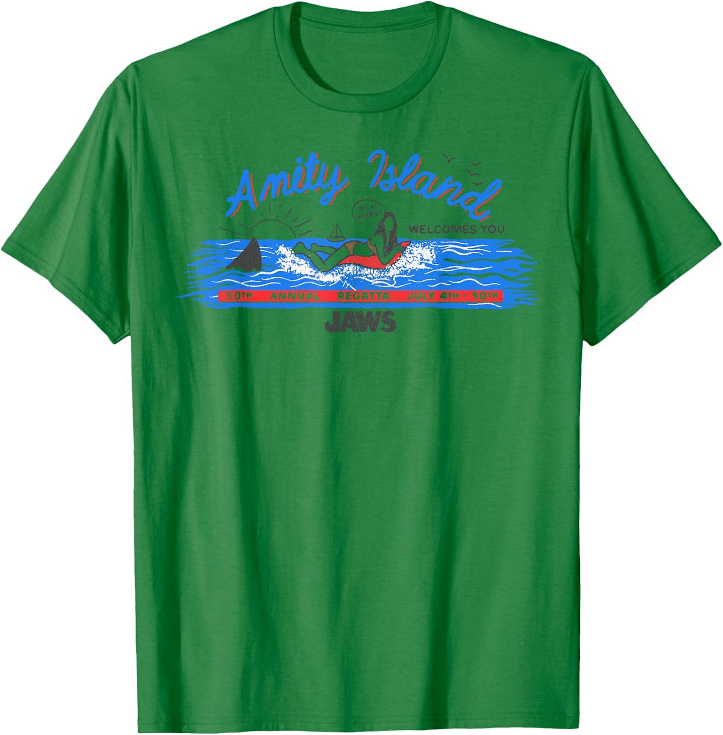 Jaws Amity Island Billboard T-Shirt - T-Shirt | Irish Green