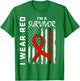 I Wear Red Heart Disease Survivor Gifts Awareness USA Flag Women Kids Men T-Shirt - T-Shirt | Irish Green