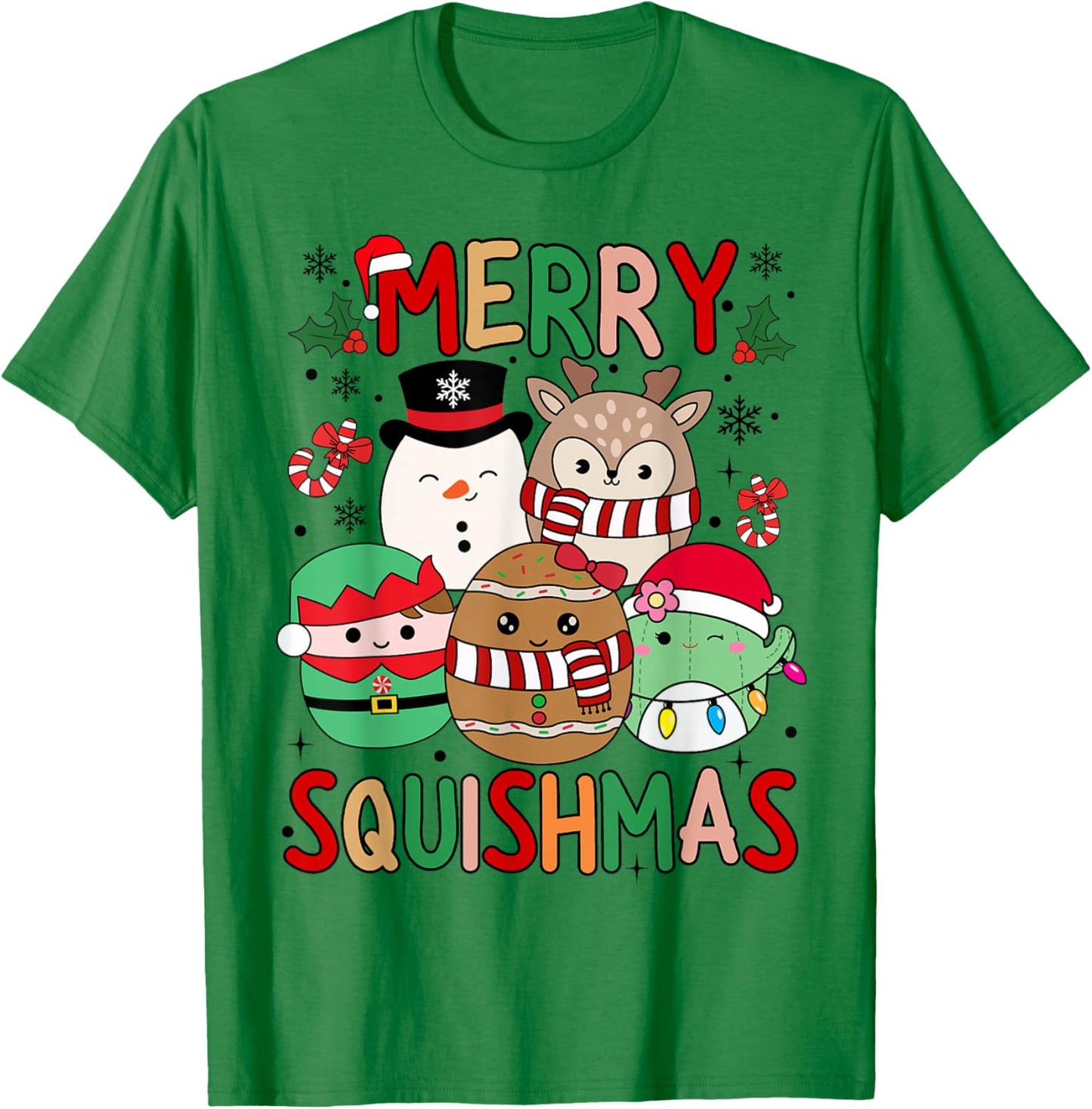 Squish Squad Merry Christmas Gifts Cute for Kids Woman T-Shirt - T-Shirt | Irish Green