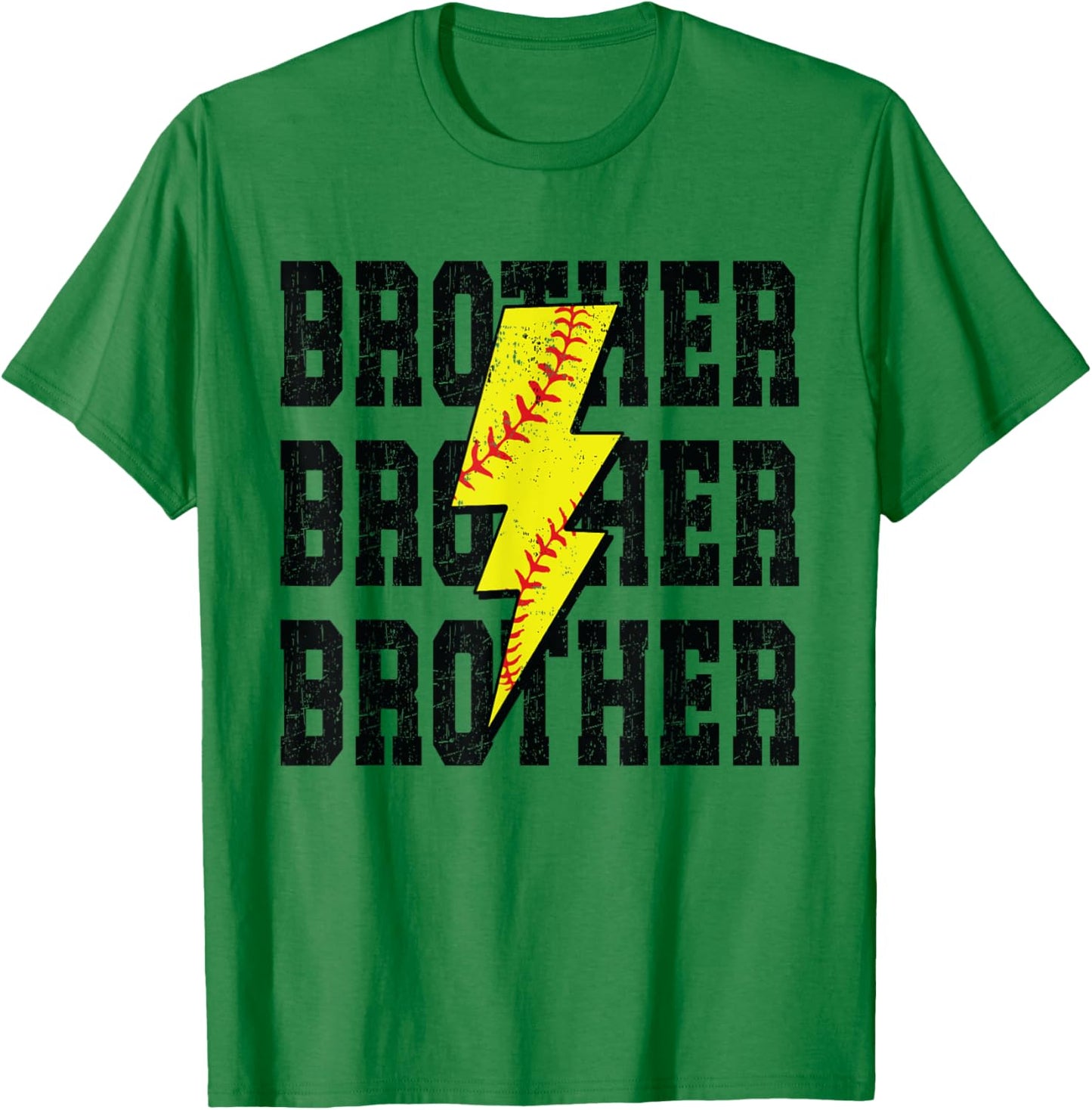 Softball Brother Distressed Bolt Lightning Softball Brother T-Shirt - T-Shirt | Irish Green