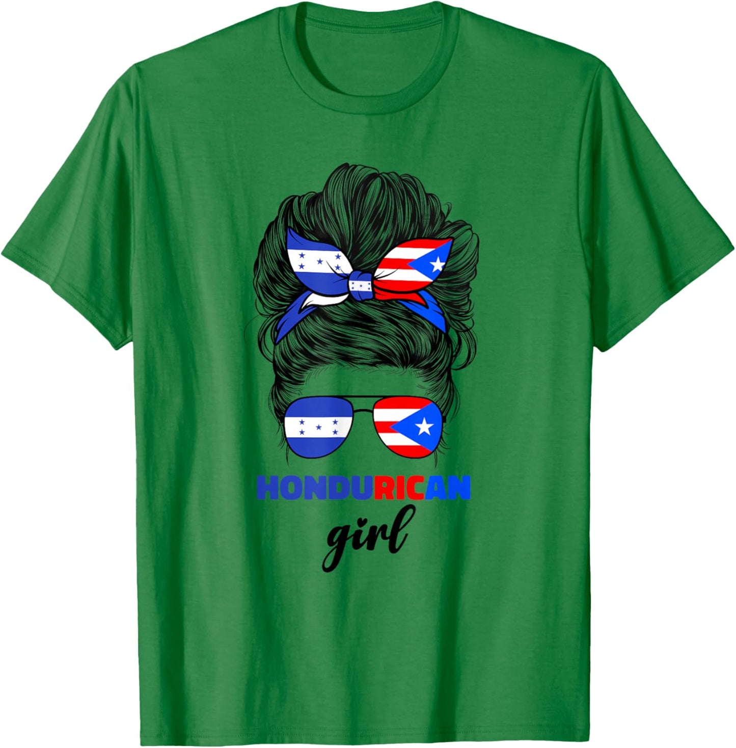 Half Honduran And Puerto Rican Rico Honduras Flag Girl Mix T-Shirt - T-Shirt | Irish Green