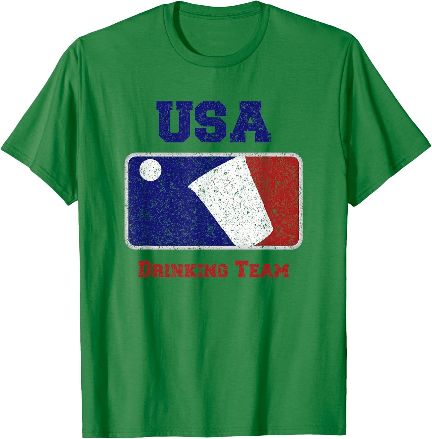USA Drinking Team Party Beer Pong Game Distressed Retro T-Shirt - T-Shirt | Irish Green