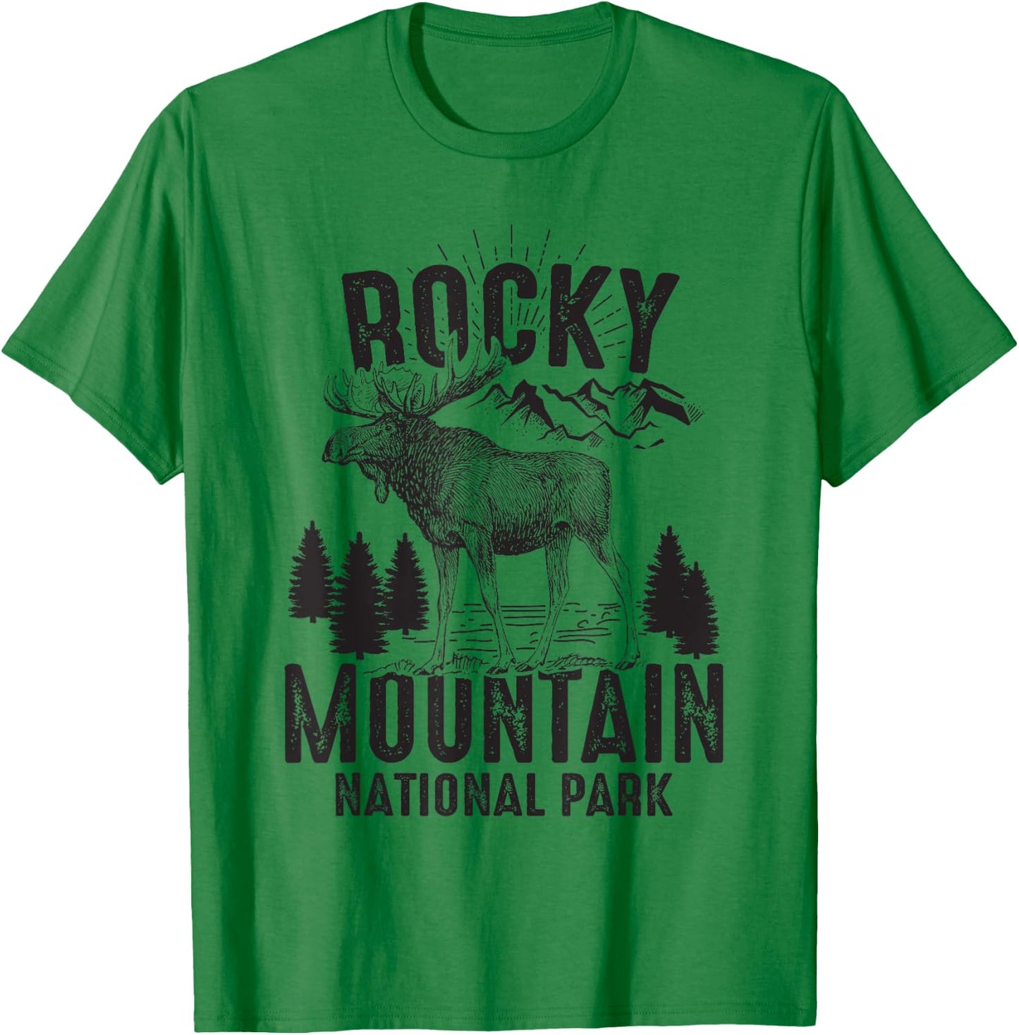 Rocky Mountains National Park Funny Moose Lover Gift T-Shirt - T-Shirt | Irish Green