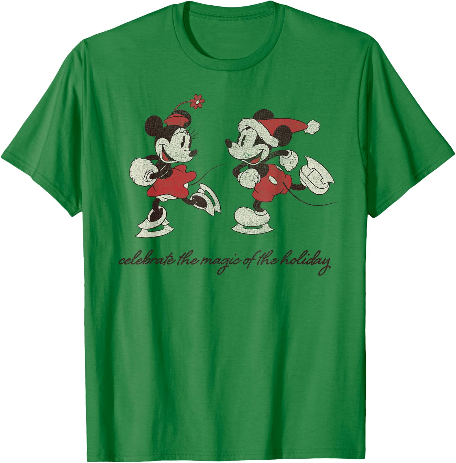 Disney Mickey and Minnie The Magic of The Holiday Christmas T-Shirt - T-Shirt | Irish Green