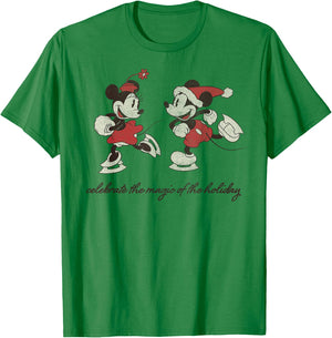 Disney Mickey and Minnie The Magic of The Holiday Christmas T-Shirt - T-Shirt | Irish Green
